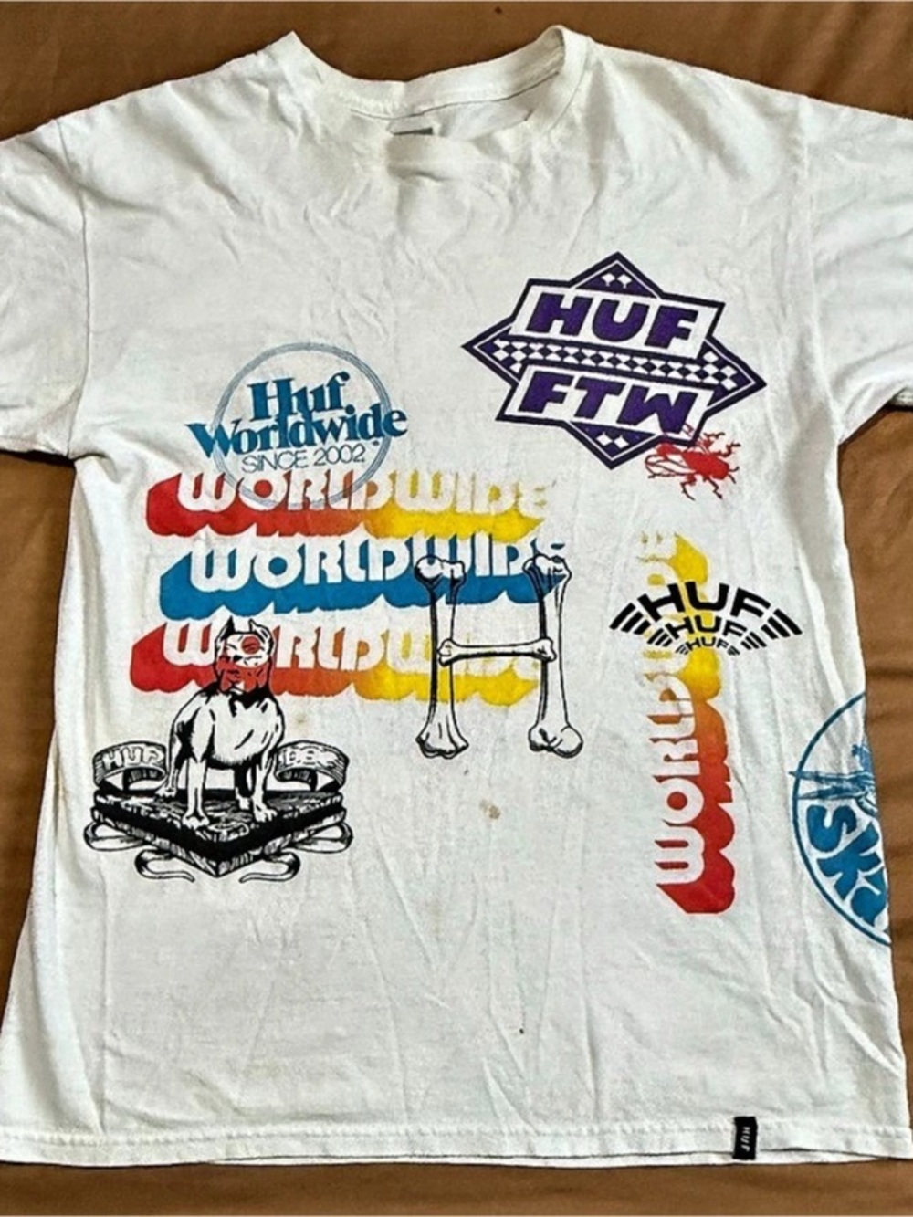HUF Worldwide Dirtbag Crew Graphic Tee Men’s Medium Streetwear Skate